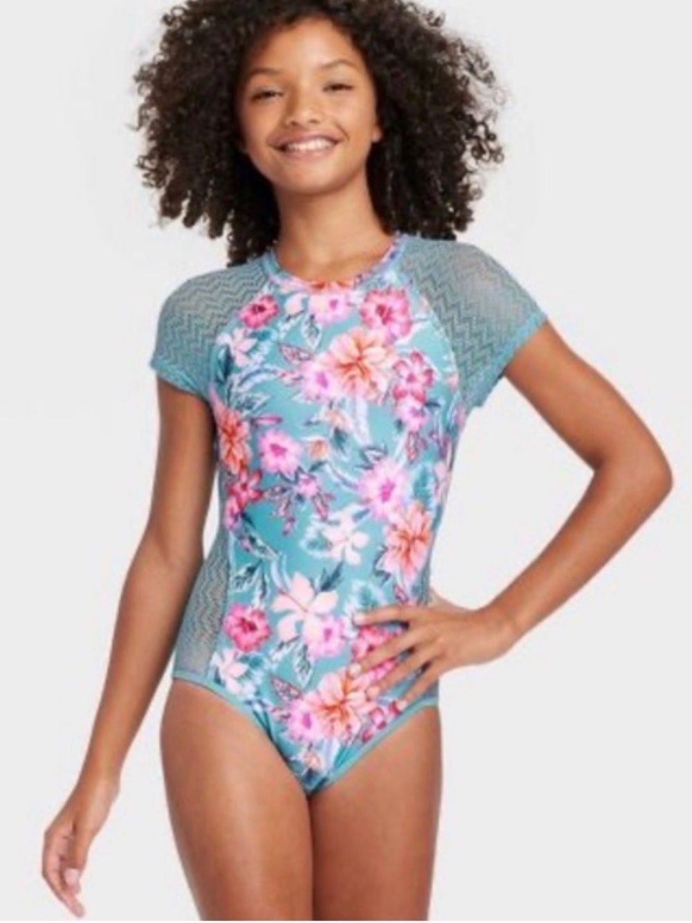 Art Class Girls’ One Piece Floral Surf Swimsuit
